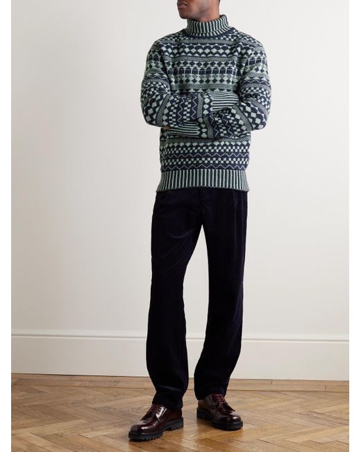 Oliver Spencer Blue Talbot Wool-jacquard Rollneck Sweater for men
