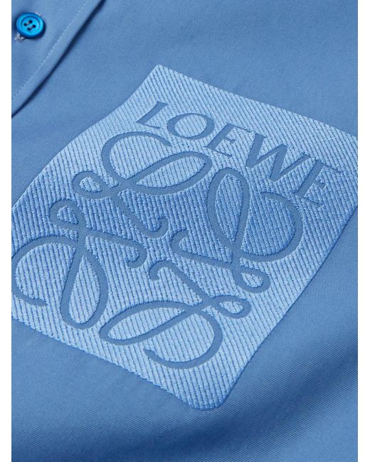 Loewe Hemd aus Baumwollpopeline mit Logostickerei in Blue für Herren