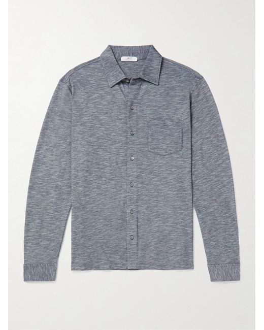 Mr P. Gray Mélange Organic Cotton-Piqué Shirt for men