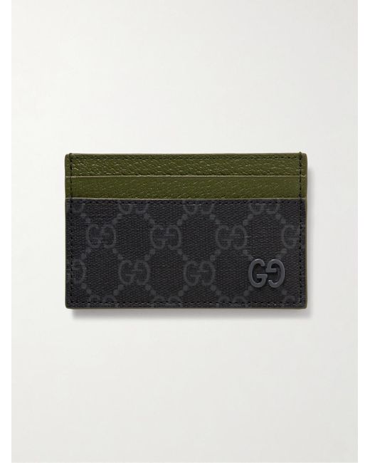 Gucci GG Supreme Kartenetui aus genarbtem Leder und beschichtetem Canvas mit Logomuster in Green für Herren
