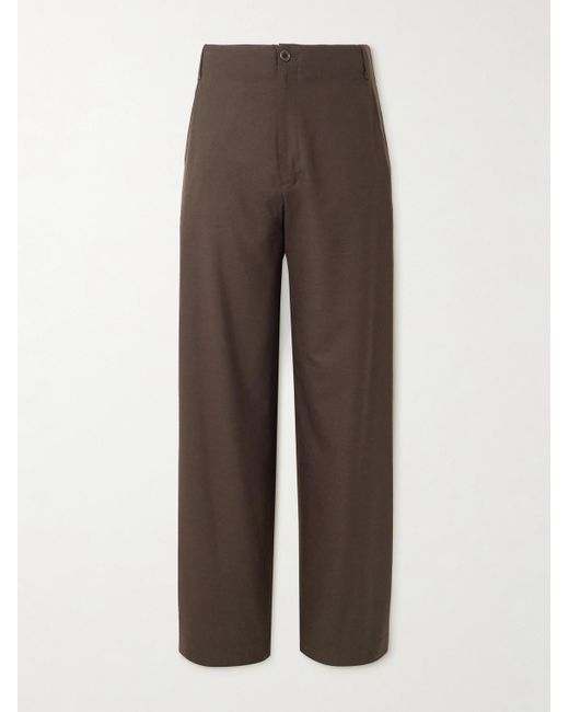Amomento Brown Wide-Leg Wool-Blend Trousers for men
