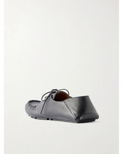 Loewe Black Rambla Leather Boat Shoes for men
