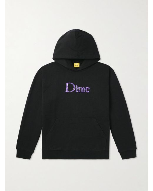 Dime Black Classic Skull Logo-embroidered Cotton-jersey Hoodie for men