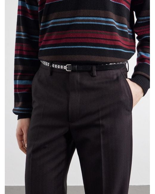 Dries Van Noten Black 2Cm Studded Leather Belt for men