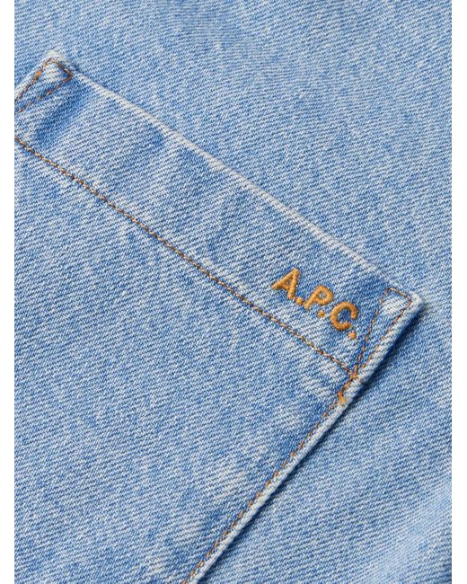 A.P.C. Blue Logo-embroidered Denim Overshirt for men