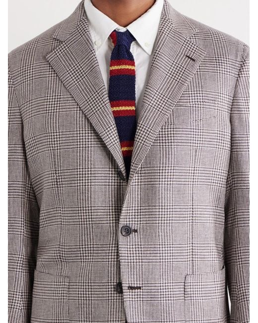 J. Mueser Gray Wavery Prince Of Wales Silk Blazer for men