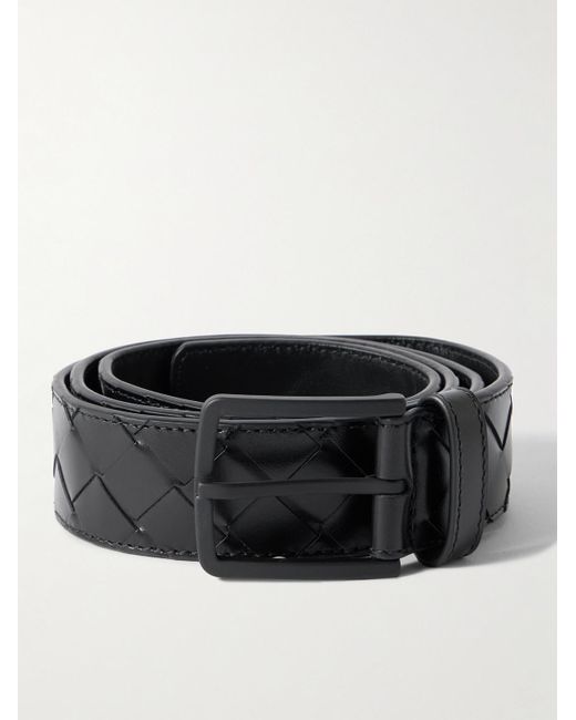 Bottega Veneta Black 3.5Cm Intrecciato Leather Belt for men