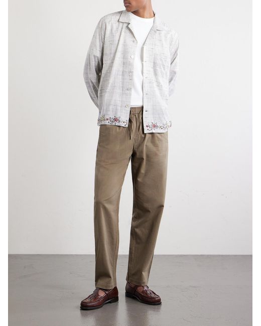 Kartik Research White Camp-Collar Bead-Embellished Embroidered Cotton-Voile Shirt for men