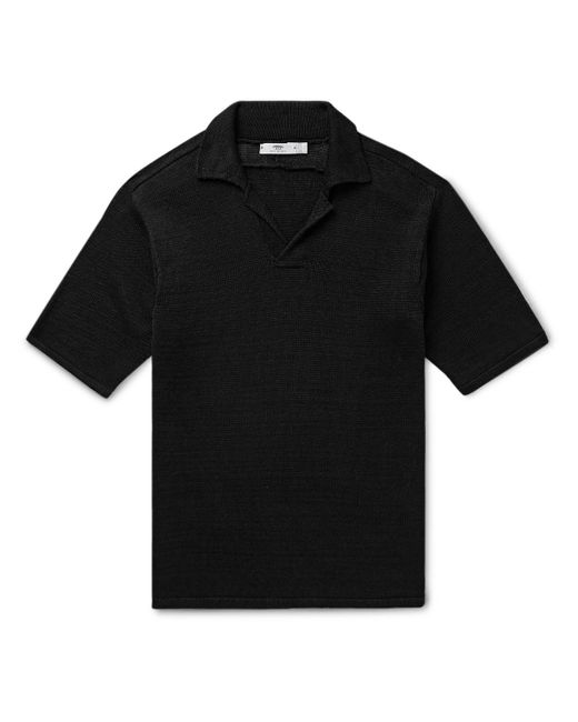 Inis Meáin Black Linen Polo Shirt for men
