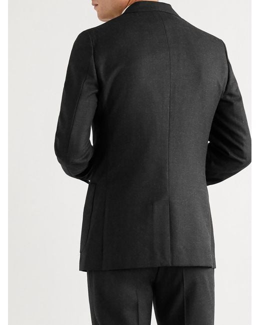 Mr P. Black Unstructured Worsted Wool Suit Jacket for men
