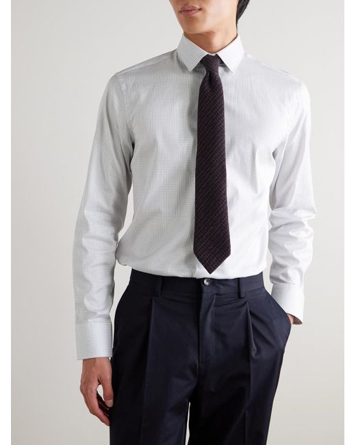 Canali White Checked Cotton-poplin Shirt for men