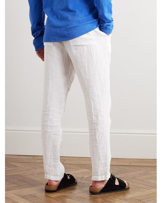 James Perse White Garment-Dyed Straight-Leg Linen Trousers for men