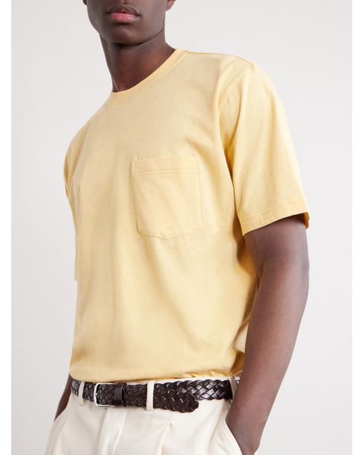 Beams Plus Yellow Embroidered Cotton Polo Shirt for men