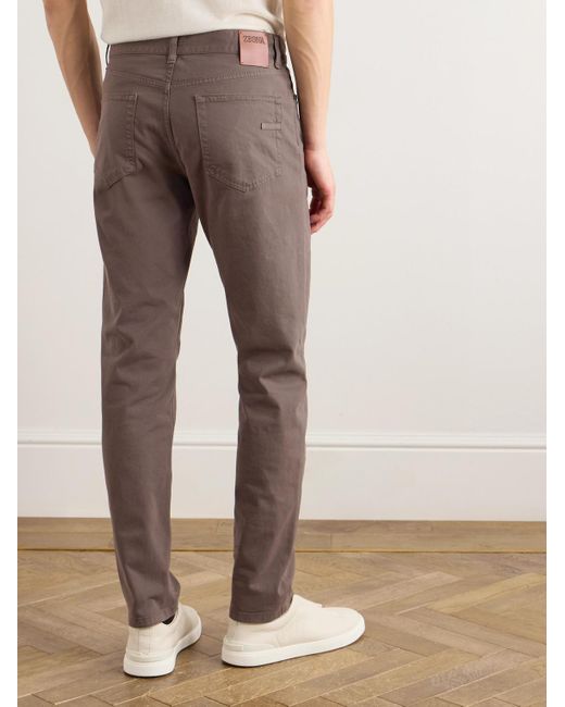Zegna Brown City Slim-Fit Garment-Dyed Jeans for men