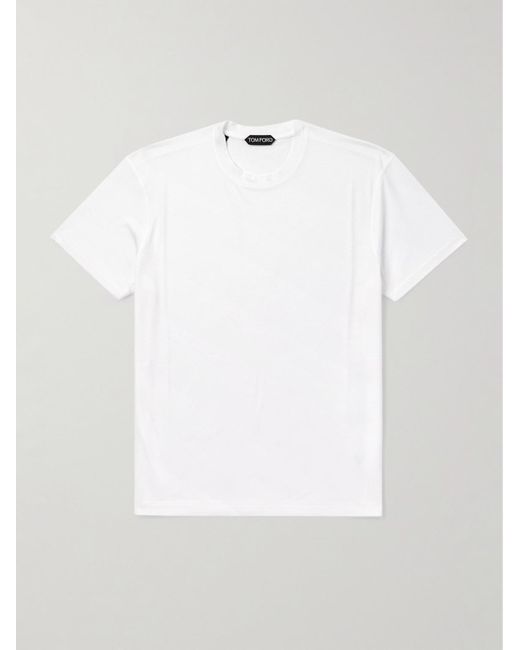 Tom Ford White Slim-fit Lyocell And Cotton-blend Jersey T-shirt for men
