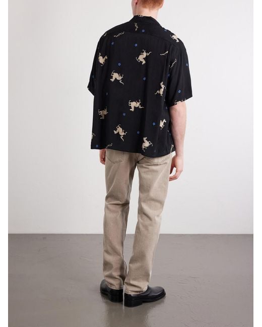 Visvim Blue Crosby Camp-Collar Printed Woven Shirt for men
