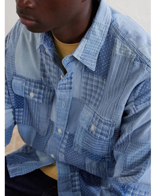 Polo Ralph Lauren Blue Patchwork Cotton Shirt for men