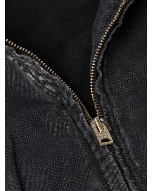 A.PRESSE Black Cotton, Hemp And Silk-Blend Canvas Hooded Jacket for men