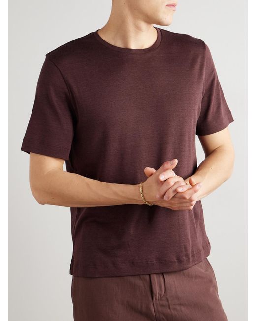 Loro Piana Red Mazzorbo Silk And Cotton-blend Jersey T-shirt for men