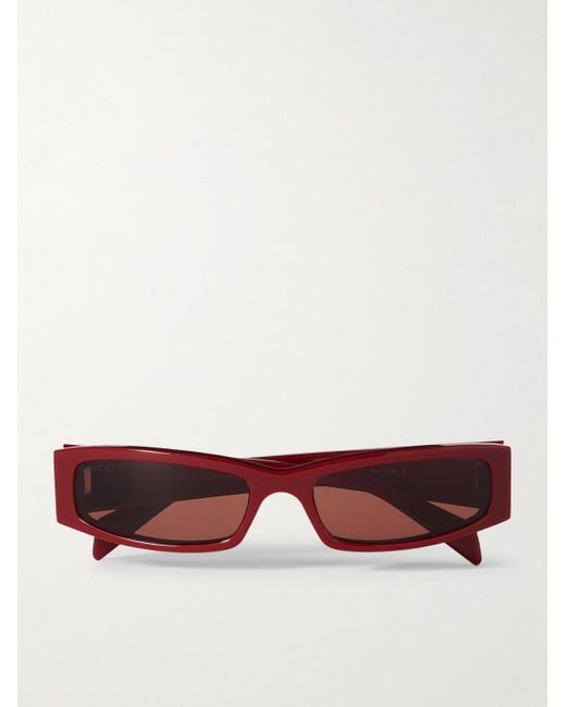 Gucci Red Rectangular-Frame Acetate Sunglasses for men