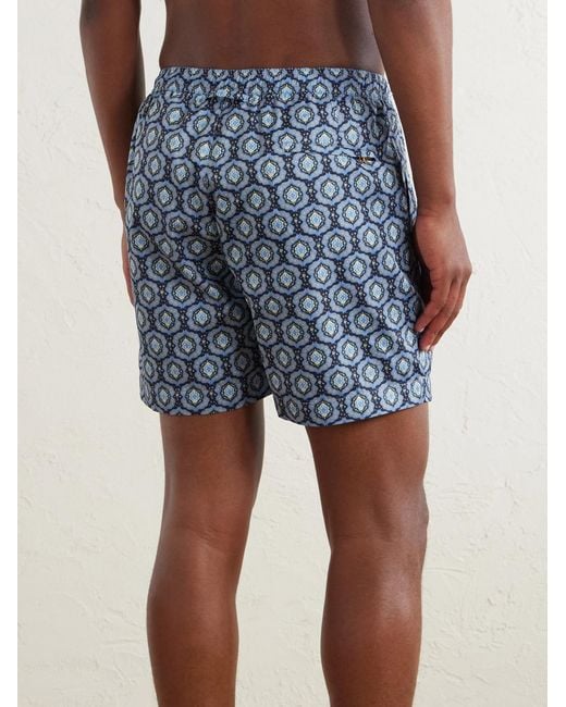 Orlebar Brown Blue Bulldog Passetto Straight-Leg Mid-Length Printed Swim Shorts for men
