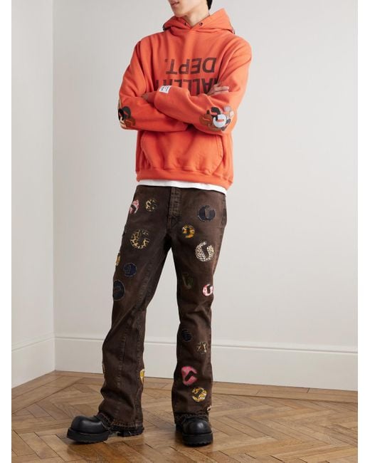 GALLERY DEPT. Red Logo-print Appliquéd Cotton-jersey Hoodie for men