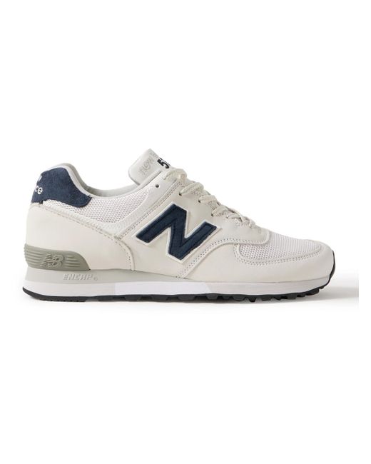 New Balance 576 Suede-trimmed Leather And Mesh Sneakers in White for Men |  Lyst