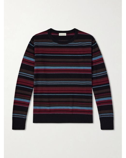 Dries Van Noten Blue Muroli Striped Cashmere Sweater for men