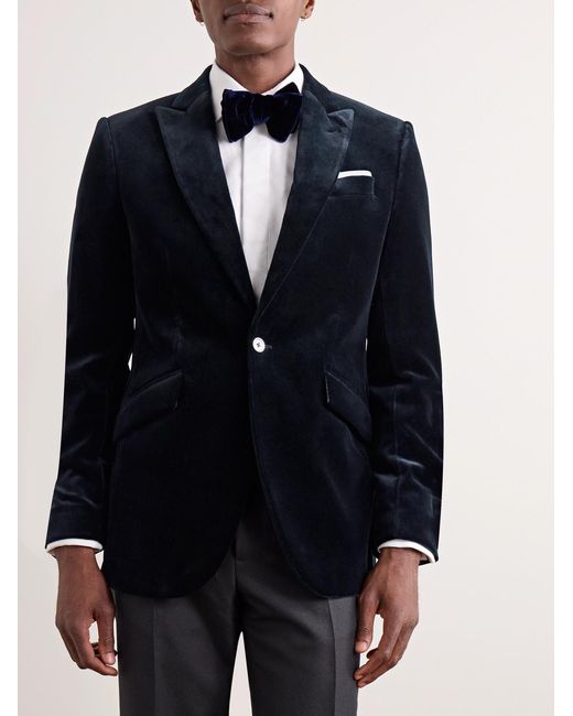 Favourbrook Blue Newport Cotton-Velvet Tuxedo Jacket for men