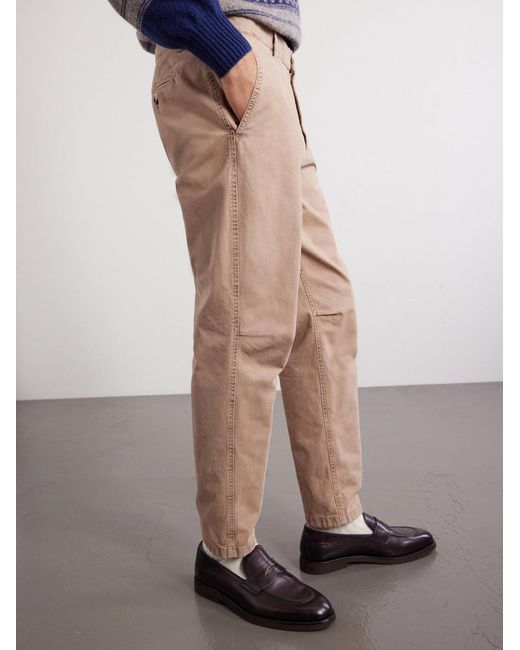 Brunello Cucinelli Natural Straight-Leg Cotton Trousres for men