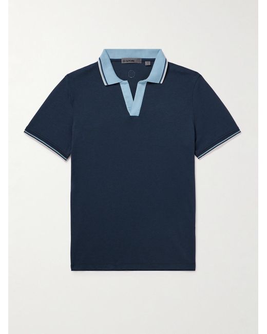 Mr P. Blue G/fore Golf Striped Logo-appliquéd Piqué Polo Shirt for men