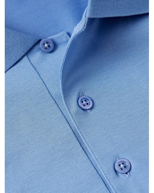 Charvet Blue Slim-Fit Cotton Polo Shirt for men
