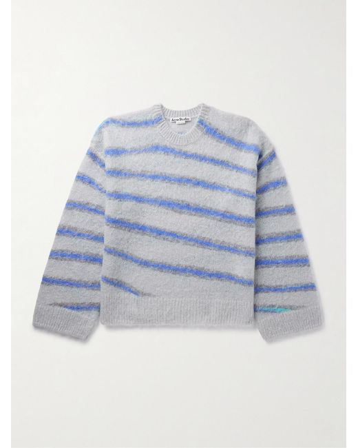 Acne Blue Kwatta Striped Brushed-Knit Sweater for men