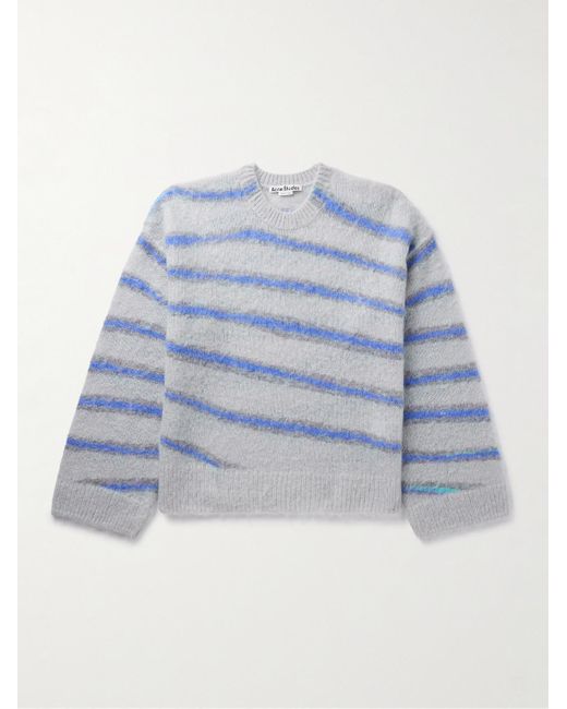 Acne Blue Kwatta Striped Brushed-knit Sweater for men