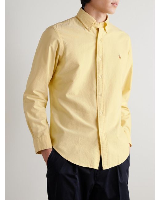 Polo Ralph Lauren Yellow Button-down Collar Logo-embroidered Cotton Shirt for men