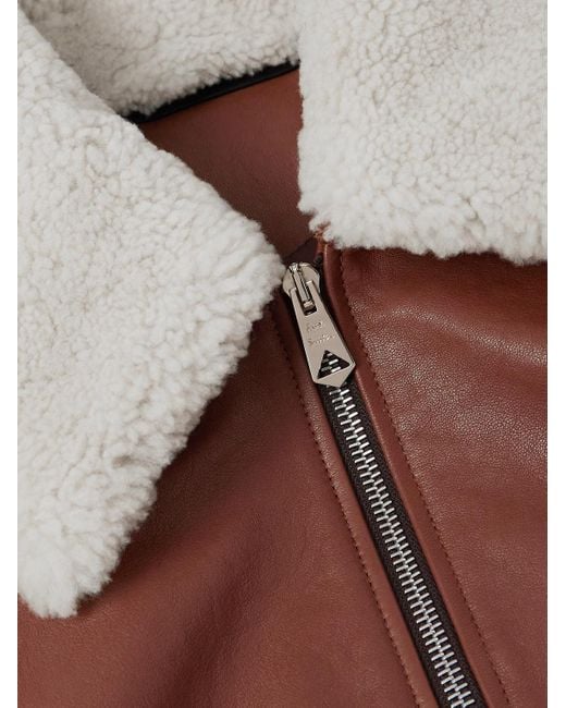 Paul Smith Red Shearling-Trimmed Leather Jacket for men