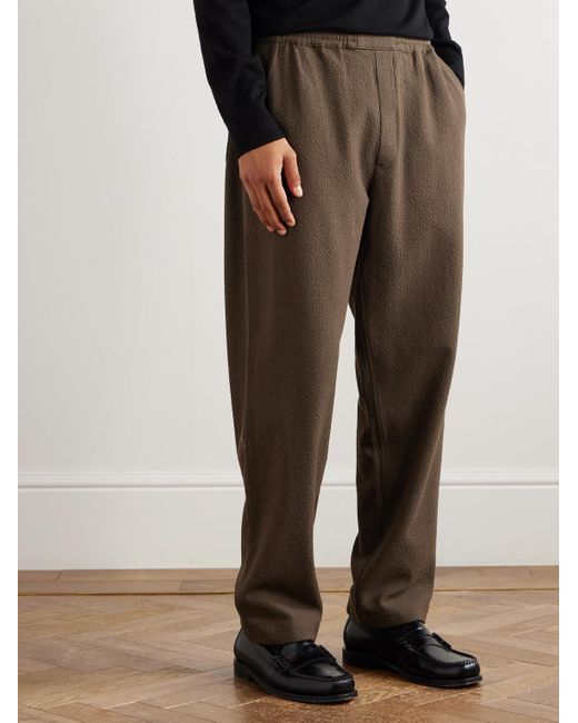 A Kind Of Guise Brown Banasa Straight-Leg Seersucker Suit Trousers for men