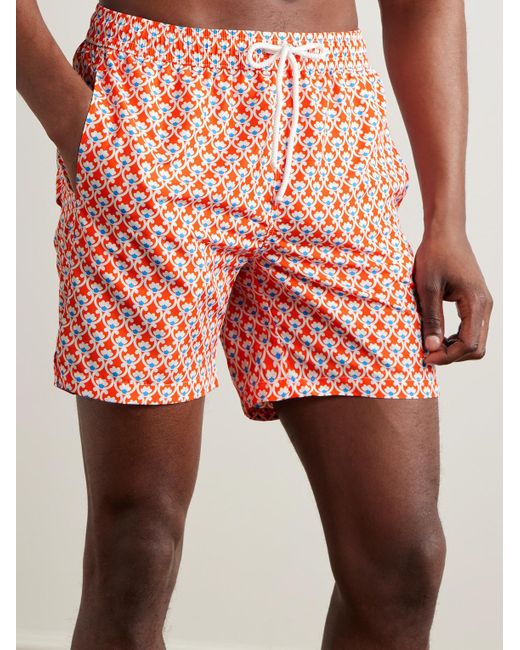 Anderson & Sheppard Red Slim-fit Straight-leg Mid-length Printed Swim Shorts for men