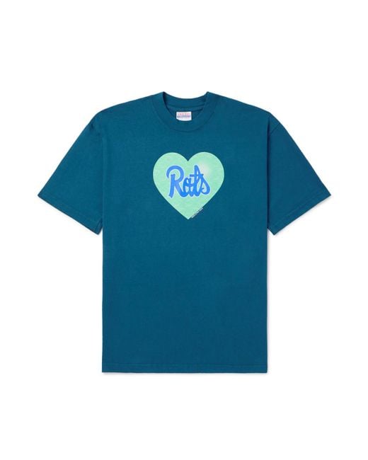 Stray Rats Blue Logo-print Cotton-jersey T-shirt for men