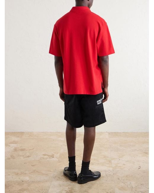 Human Made Red Logo-Appliquéd Cotton-Piqué Polo Shirt for men