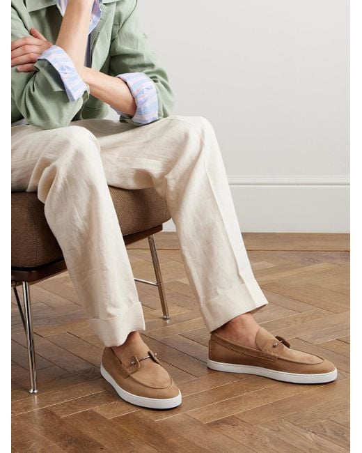 Christian Louboutin White Chambeliboat Nubuck Loafers for men