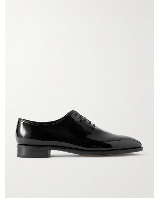 John Lobb Black Marldon Whole-Cut Patent-Leather Oxford Shoes for men
