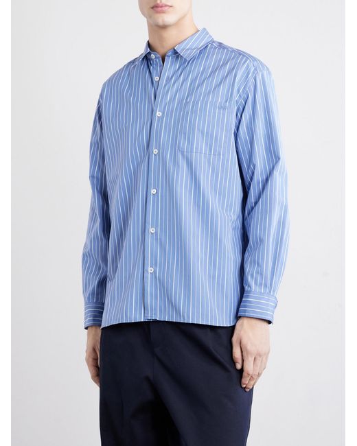 A.P.C. Blue Malo Striped Cotton-poplin Shirt for men