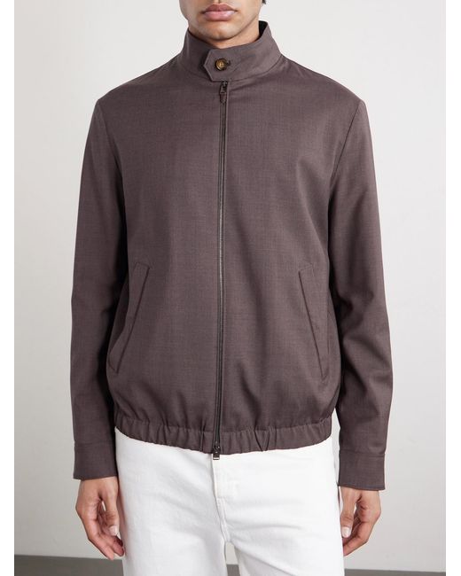 Canali Brown Impeccabile Wool Bomber Jacket for men