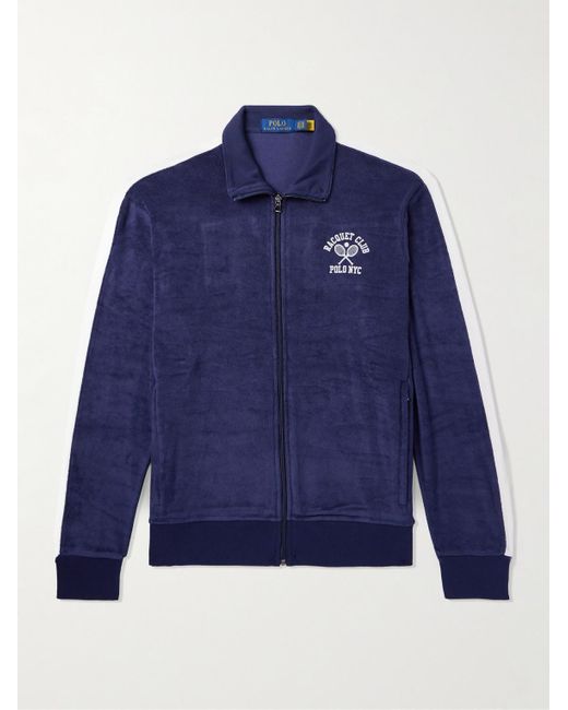 Polo Ralph Lauren Trainingsjacke aus Frottee aus einer Baumwollmischung mit Streifen in Blue für Herren