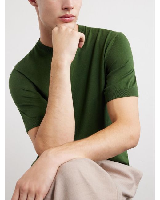 Zegna Green Knitted Cotton T-Shirt for men