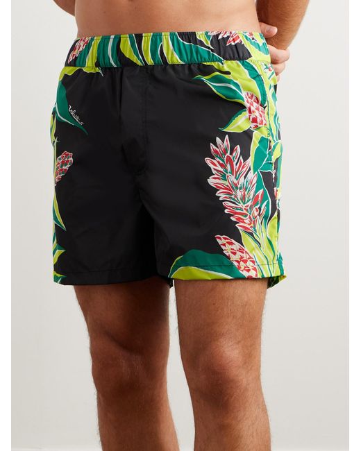 Valentino Garavani Green Sunsurf Straight-Leg Mid-Length Printed Swim Shorts for men