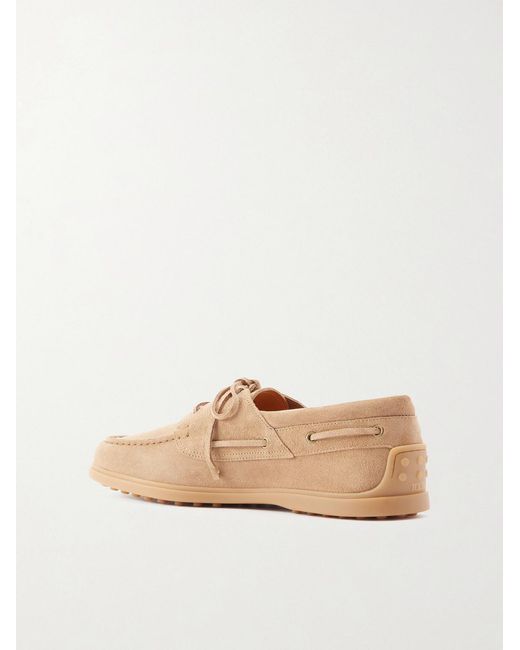 Tod's Natural Gommino Suede Boat Shoes for men
