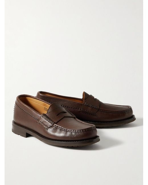 Yuketen Brown Rob's Full-grain Leather Penny Loafers for men