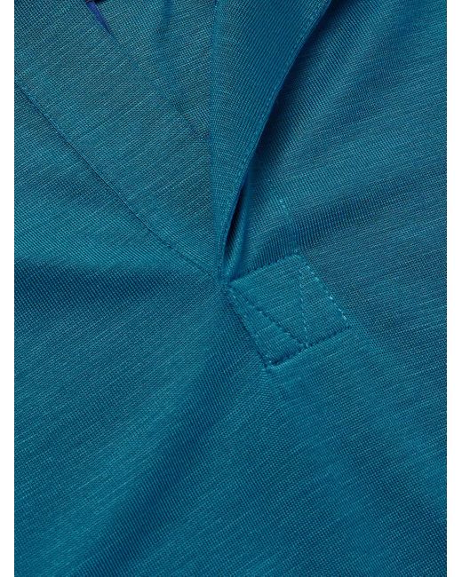 Vilebrequin Blue Pirinol Tencel Lyocell Polo Shirt for men